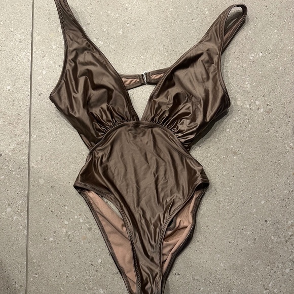 LADIES MONOKINI SWIMSUIT BRONZE LARGE - Picture 1 of 2